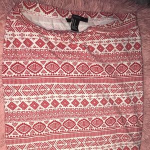 Long pinkish red and white Forever 21 skirt (M)
